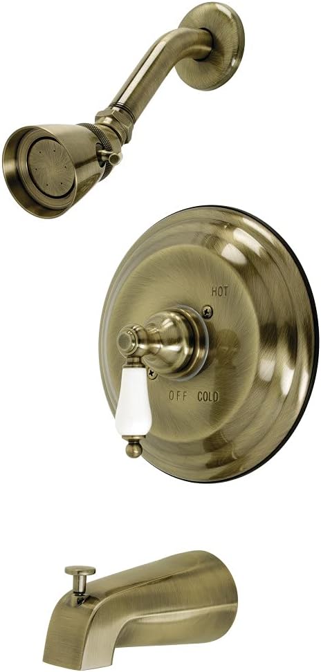 Kingston Brass KB3633PL Restoration Tub and Shower Faucet, Antique Brass 7.13 x 7.5 x 5.31