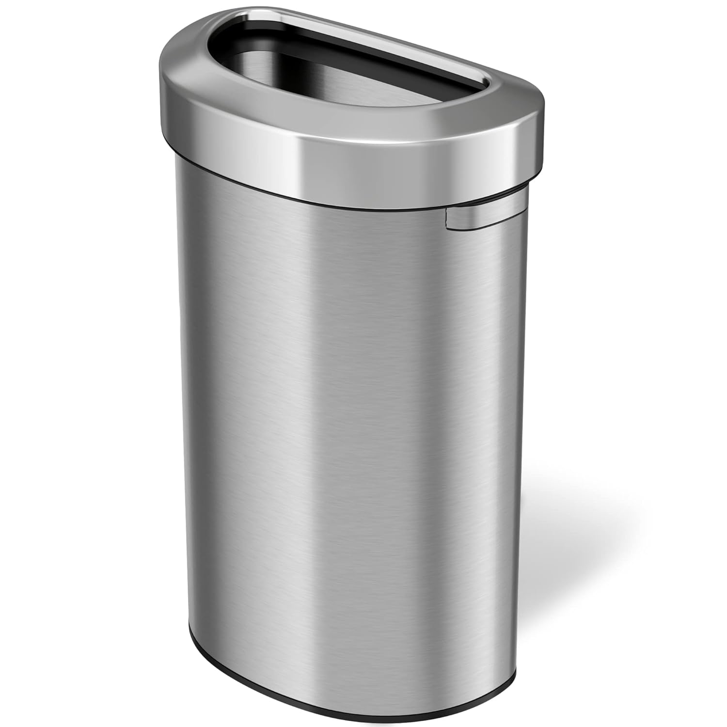 iTouchless 18 Gallon Stainless Steel Semi-Round Open Top Trash Can and Recycle Bin, 68 Liter, Slim and Space-Saving Design for Home, Office, Kitchen, Restaurant, Restroom, Large Capacity