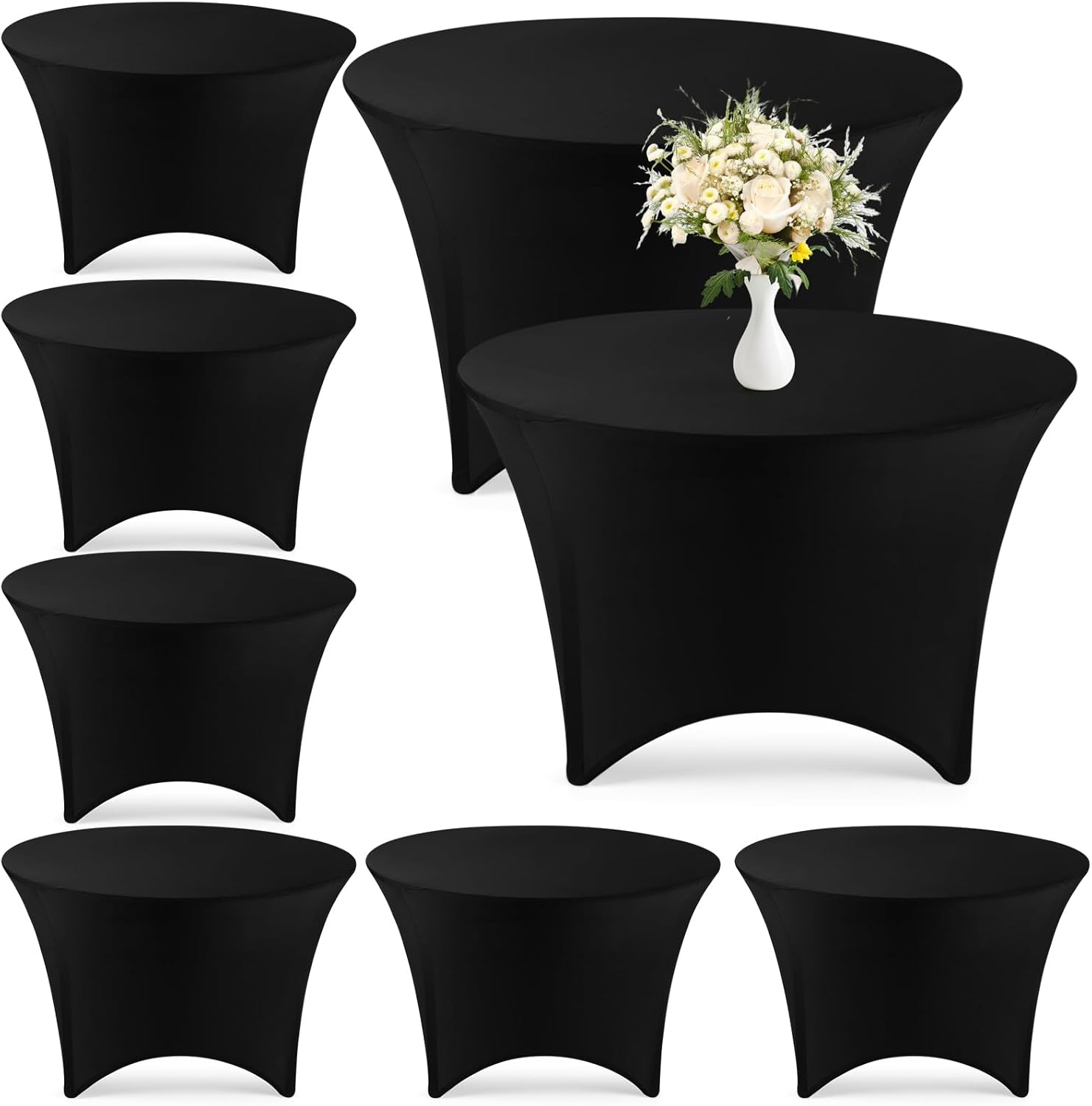 Preboun 8 Pack 72 Inch/ 6 FT Spandex Round Tablecloth Fitted Stretch Tablecloth Elastic Table Cover for Wedding Party Restaurant Banquet Cocktail and Halloween(Royal Blue)