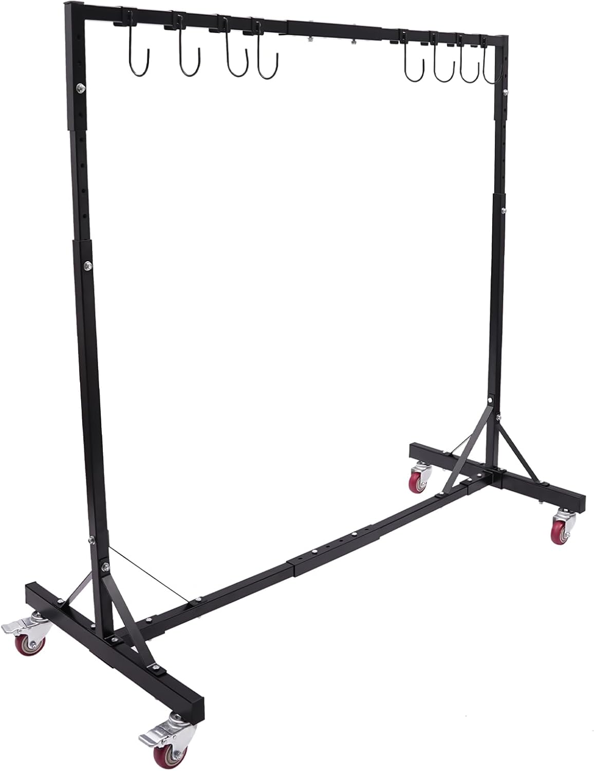 Paint Drying Rack,5 ft-7 ft Adjustable Height- Mobile Auto Body Shop Painting Stand with 8 Hanging Hooks,Hang Freshly Spray Gun Painted Car Hoods Doors Parts for Repair Shops & Garage