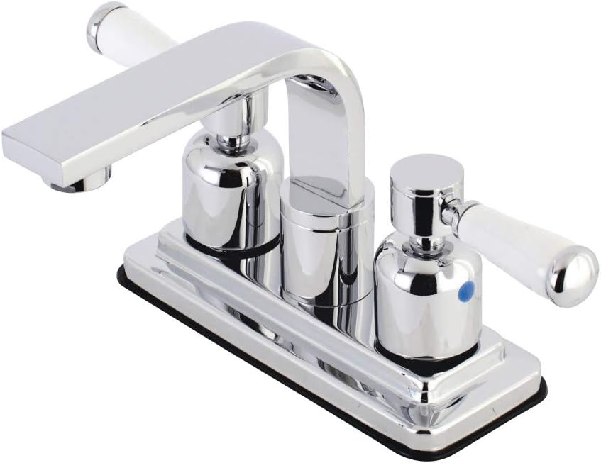 Double-Handle 3-Hole Deck Mount 4-Inch Centerset Bathroom Faucet with Push-Up Pop-Up