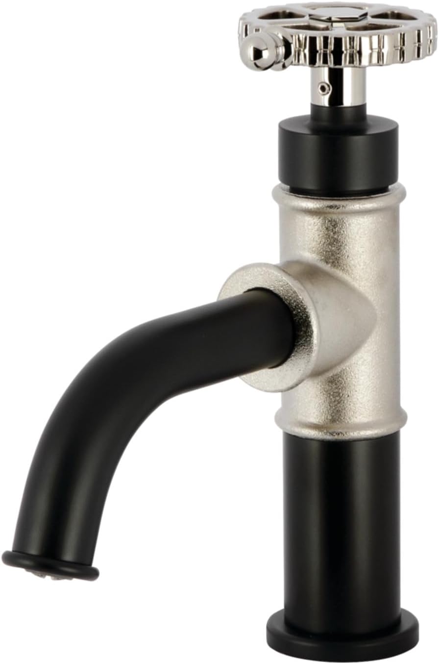 Kingston Brass KS2826CG Fuller Single-Handle Bathroom Faucet with Push Pop-Up, Matte Black/Polished Nickel