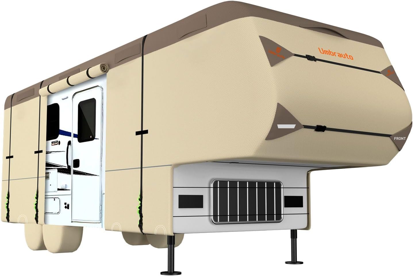 Umbrauto Pop Up Camper Cover for 14'-16' Folding Tent Trailers, 300D Silver Oxford, Waterproof, Windproof, Sun-Resistant, Tear-Resistant, Heavy-Duty RV Cover with Straps & Air Vents