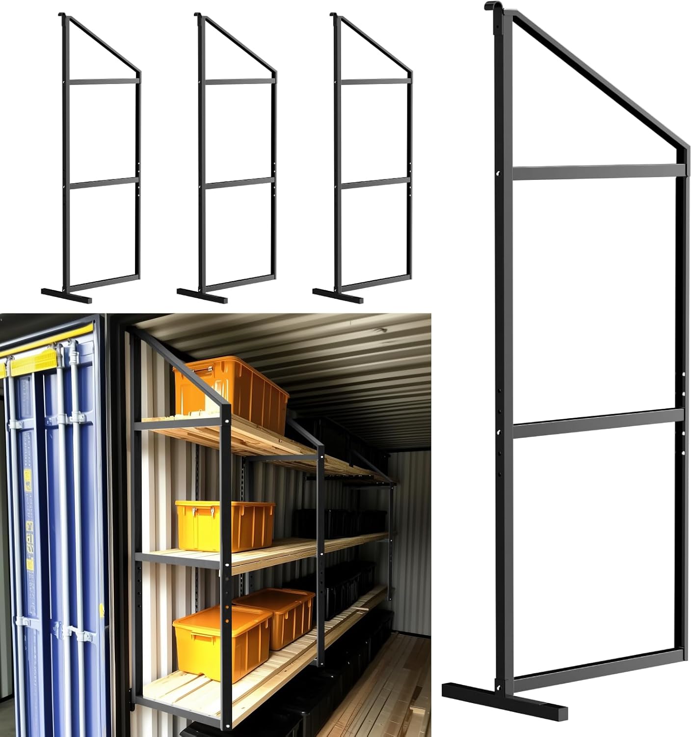 Shipping Container Shelf Brackets, 4 Pack of 3 Tier Shipping Container Shelving, 52