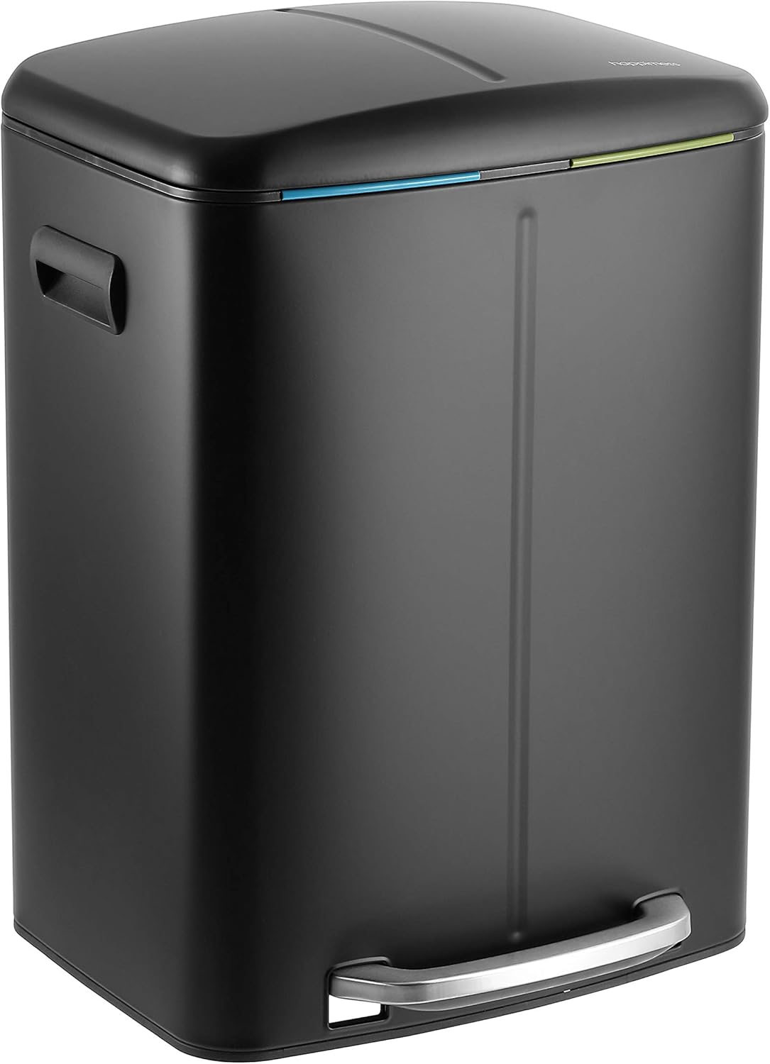 happimess HPM1005E Marco Rectangular 10.6-Gallon Double Bucket Trash Can with Soft-Close Lid, Fingerprint Resistant, Modern, Minimalistic for Home, Kitchen, Office, Bathroom, Pistachio Gelato