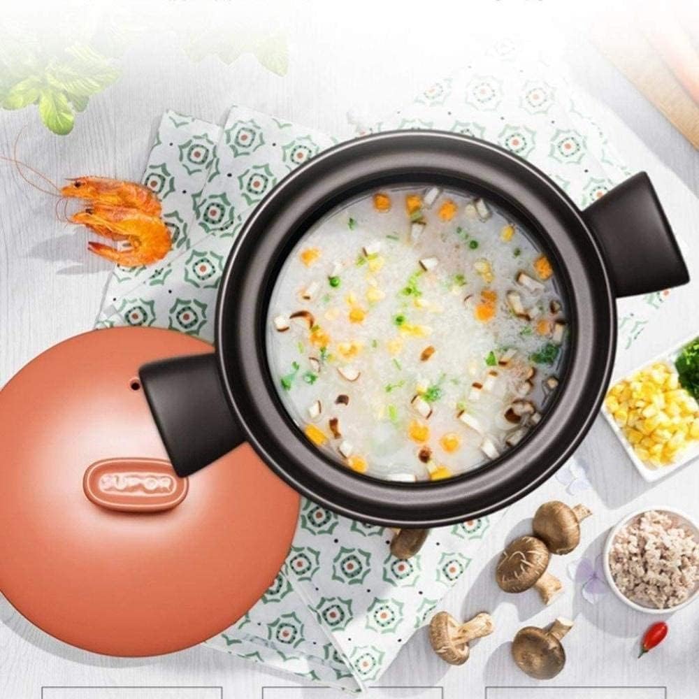 Clay Casserole Pot with Lid,Terracotta Stew Pot Ceramic Casserole Fast Heating Orange 4.5L