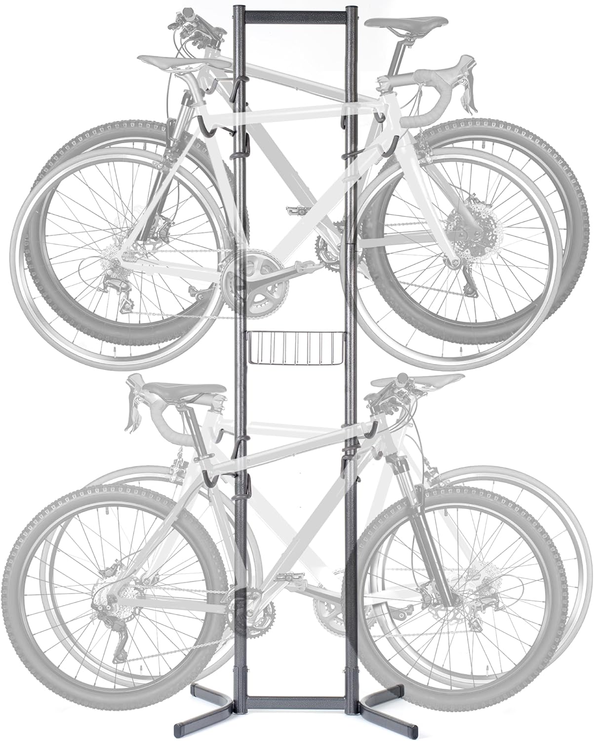 Bike Rack for Garage & Home by Delta Cycle - No Drilling Required - Fully Adjustable Gravity Storage Rack for Any Style Bicycle - Freestanding Vertical Rack