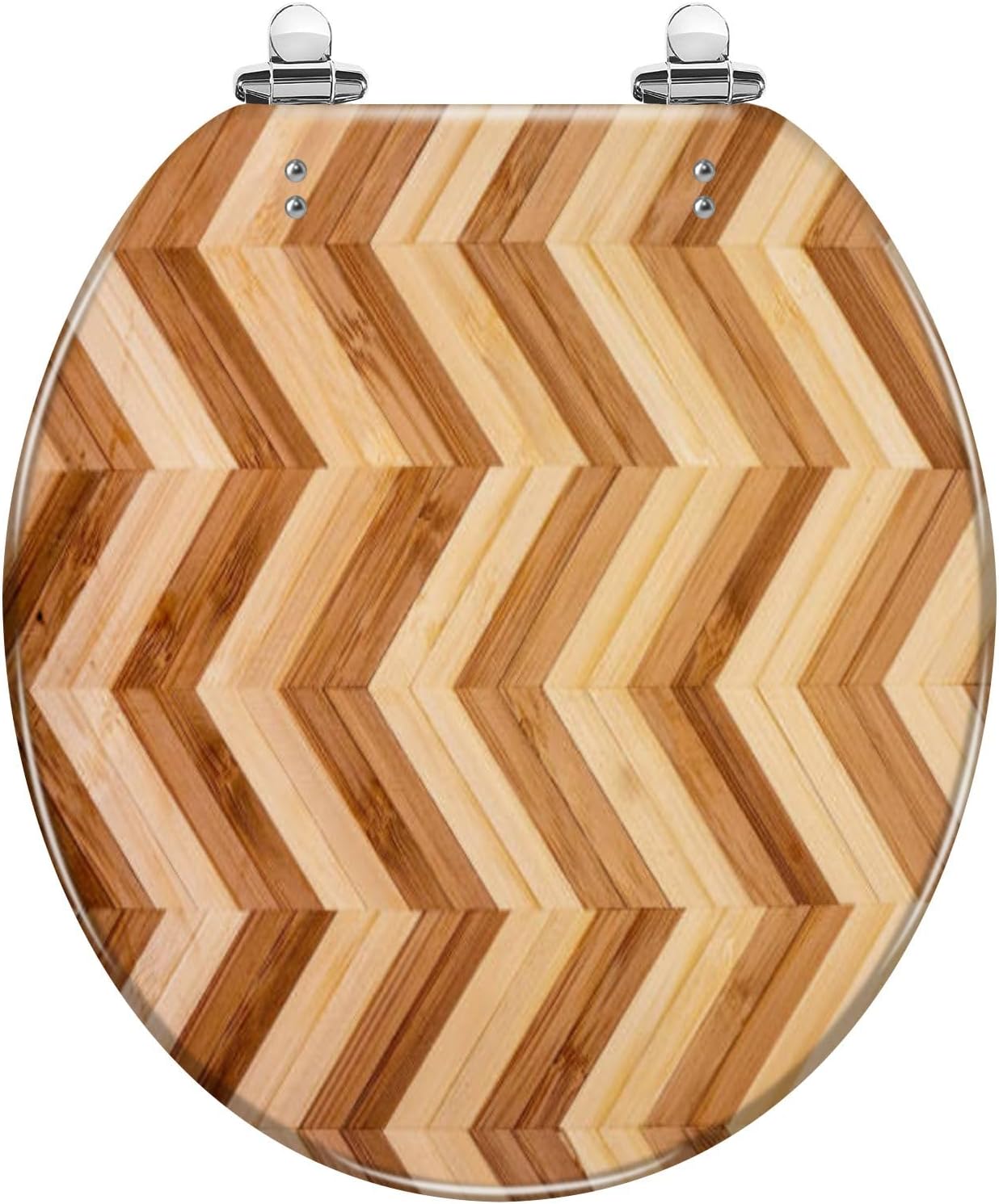 Round Toilet Seat Burnt brushed larch tree wood texture knot Resin Toilet Seat Slow Quiet Close with Quick-Release Hinges Toilet Seat with Cover Easy to Clean Install