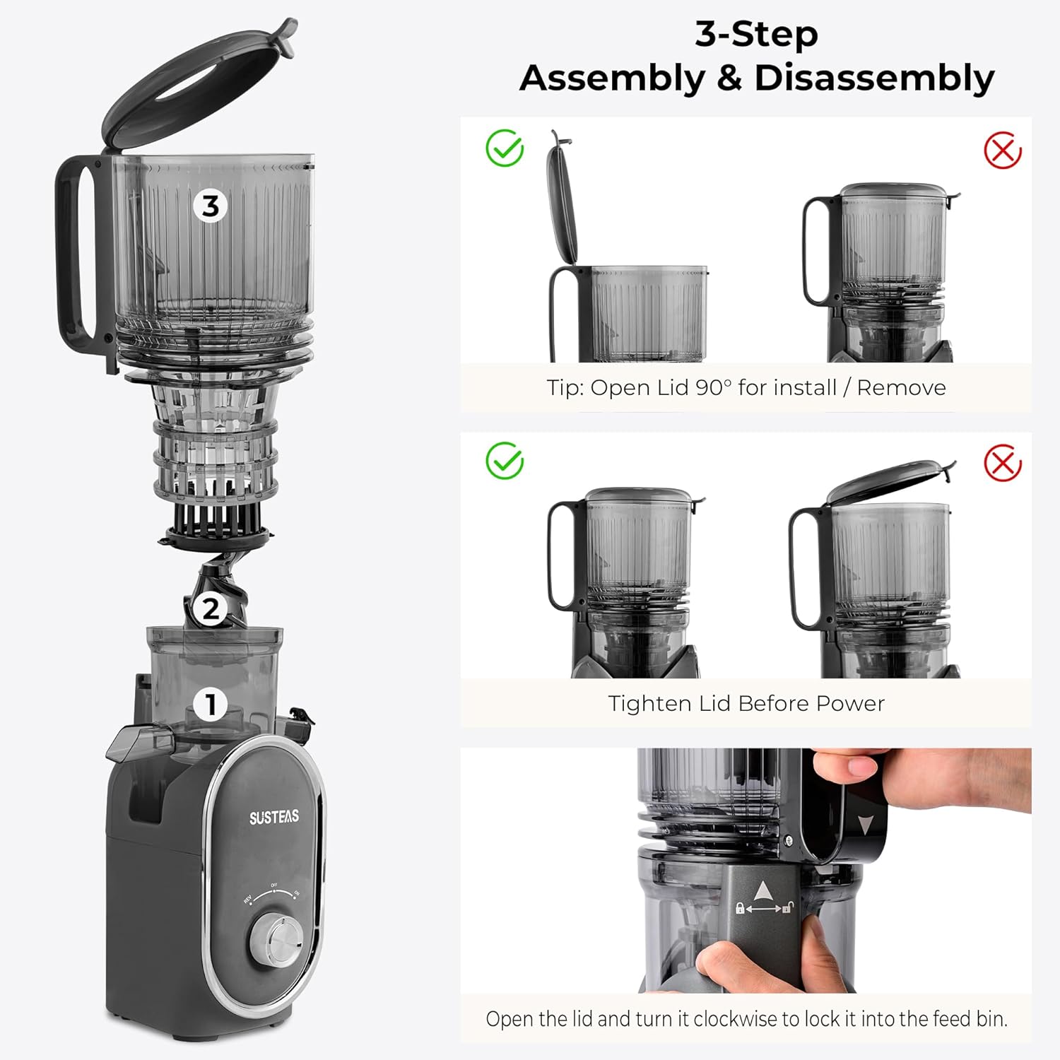 SUSTEAS Cold Press Juicer Machines, 5.3