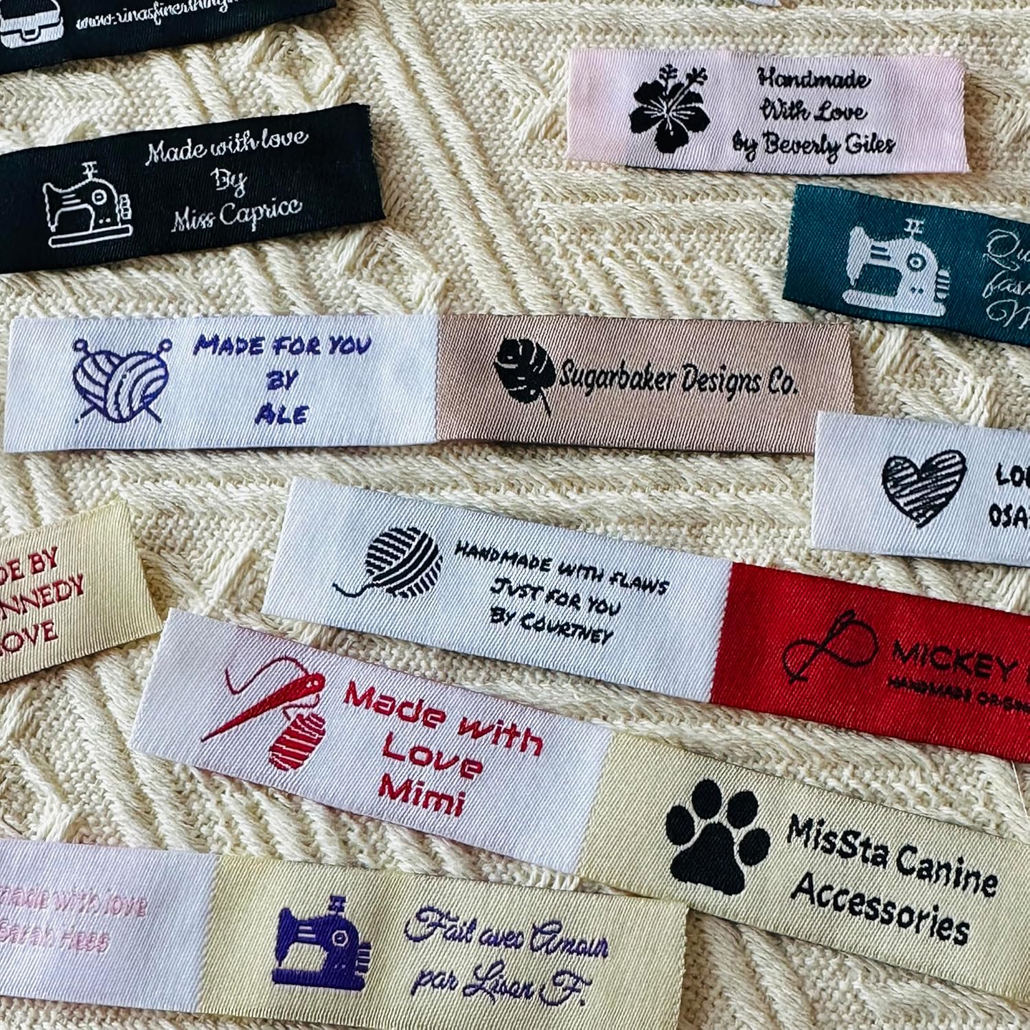 500 Pcs Custom Woven Labels – Bulk Pack Durable Polyester Tags for Large Projects and Professional Branding – Fade-Resistant