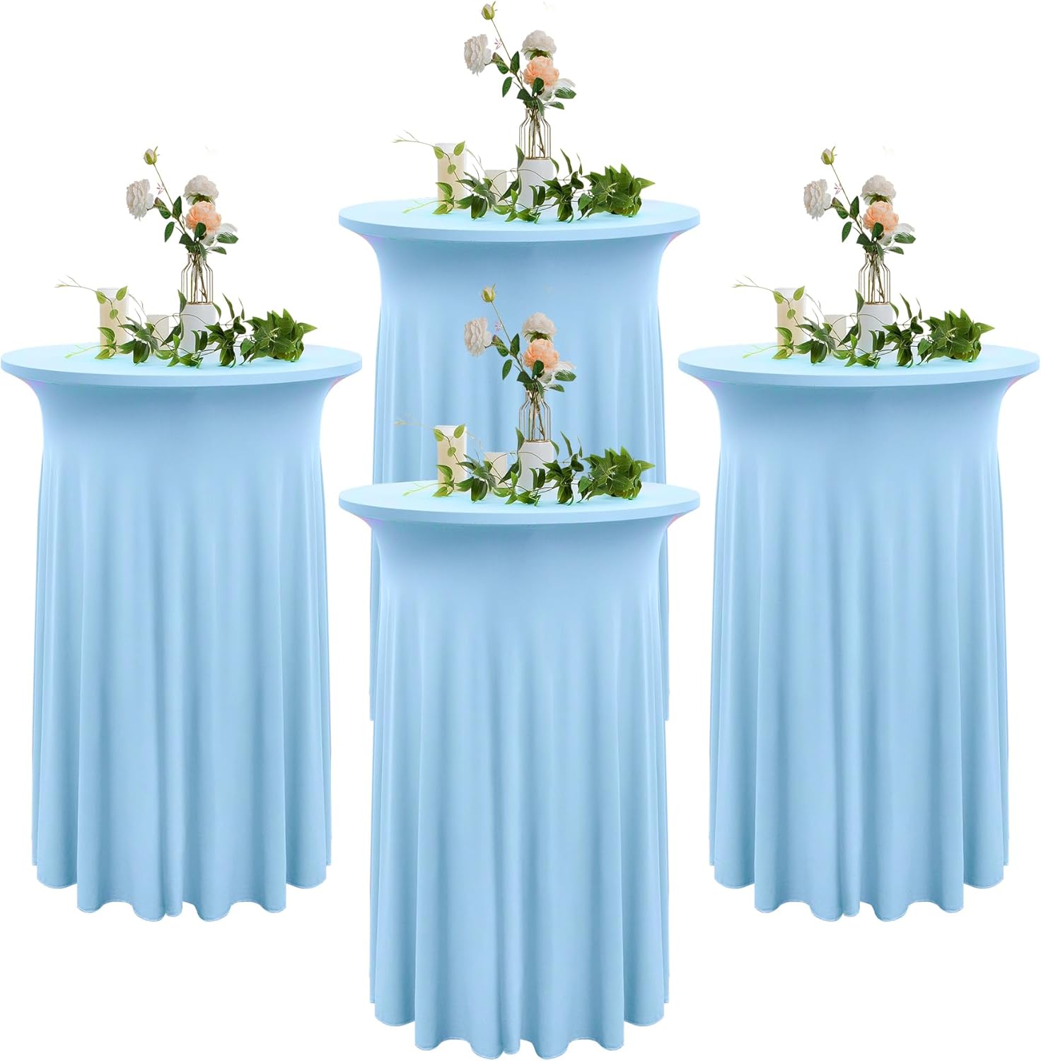 6 Pack Ivory Round High Top Cocktail Table Cloth 32inch43inch Wrinkle Free Stretch Spandex Tablecloths Table Covers for Party Wedding Banquet Baby Shower Birthday