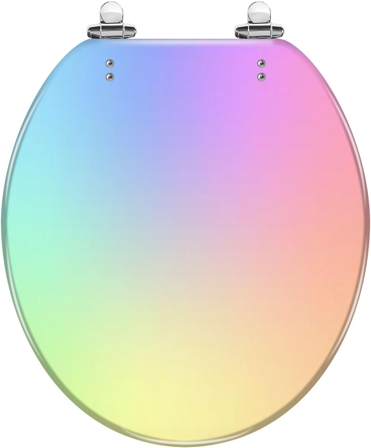 Round Toilet Seat Holographic texture rainbow pastel color iridescent Holographic foil Resin Toilet Seat Slow Quiet Close with Quick-Release Hinges Toilet Seat with Cover Easy to Clean Install