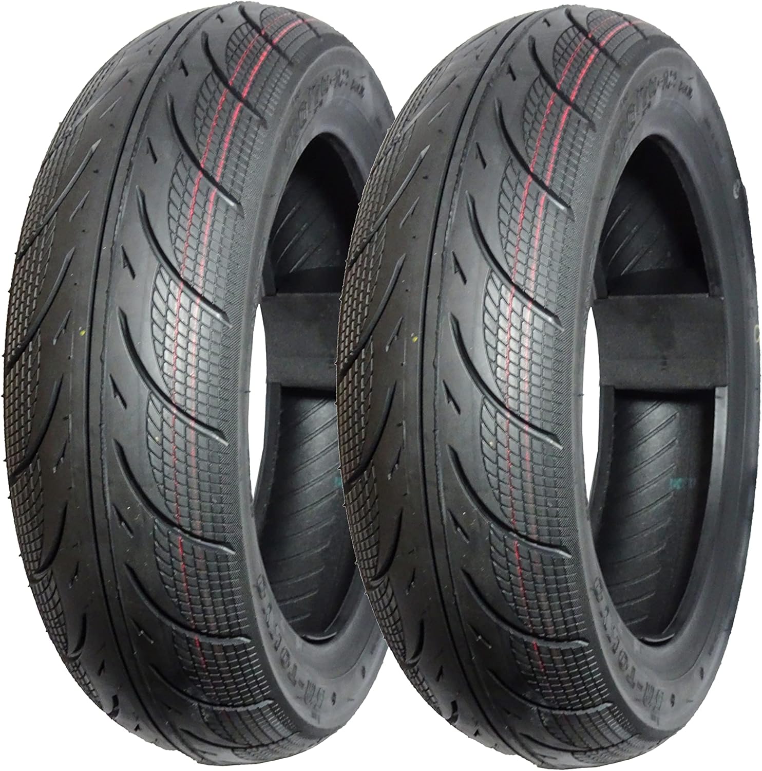5A01 Set of 2 Scooter Tubeless Tires 120/70-12 & 130/70-12, Front/Rear Motorcycle/Moped 12