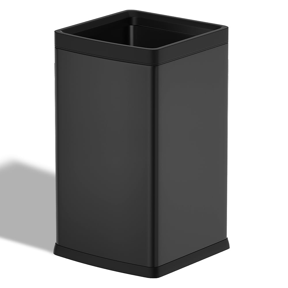 10.4 Gallon Large Metal Kitchen Garbage Can, Stainless Steel Trash Can, Open Top, Tall, Gold Wastebasket for Home Bathroom Hotel Lobby Office (40L Gold)