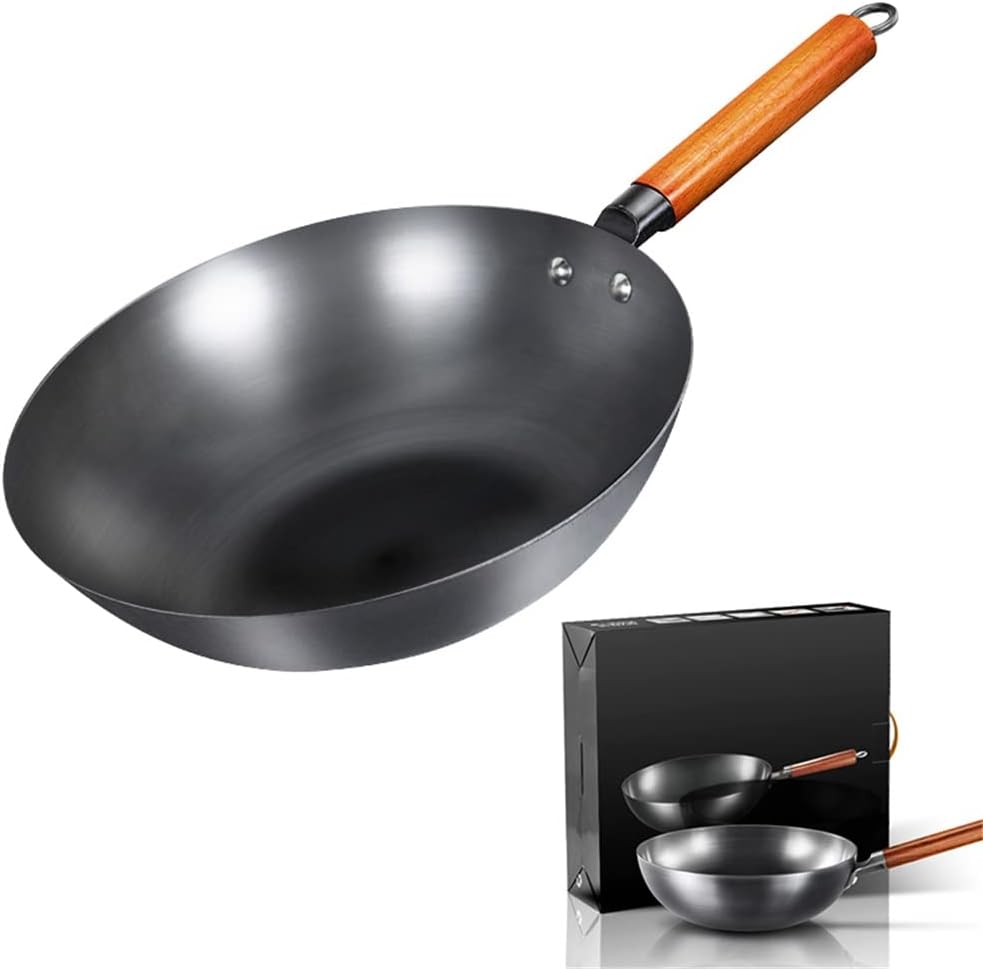 Non-coating Iron Wok Chinese Traditional Handmade For Gas and Induction Cooker With