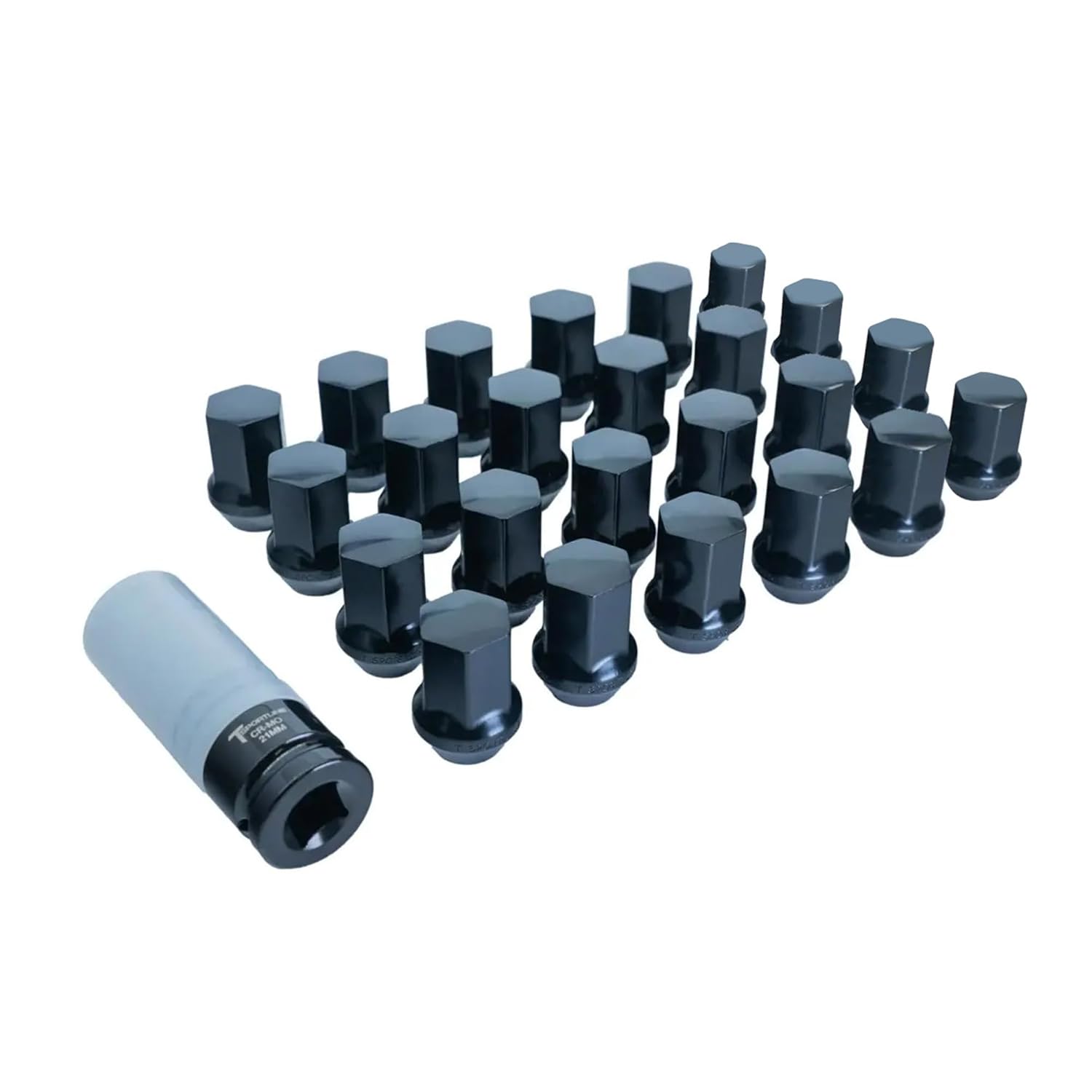Enclosed End Forged Steel Black Wheel Lug Nut Set & Non-Marring Socket - for Tesla Model 3 / Y/S/X/Cybertruck (Cybertruck - 24 pcs)