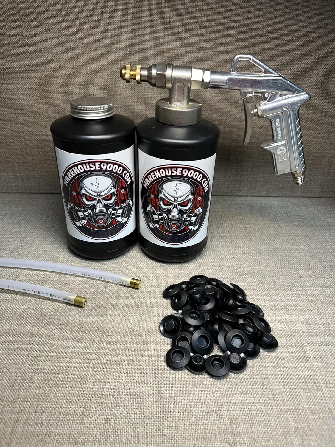 Pro Undercoating Spray Gun, 2 Wands, 2 Quart Bottles, and 50 Rust Plugs