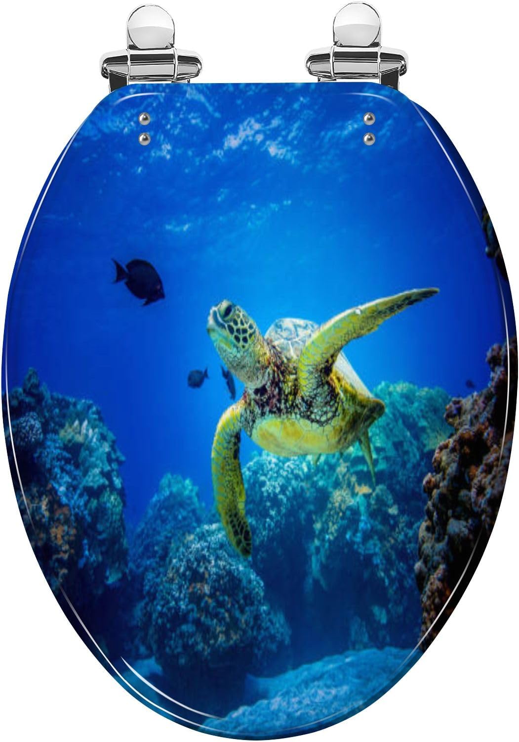 Elongated Toilet Seat Green Sea Turtle Hawaii Resin Toilet Seat Slow Quiet Close with Quick-Release Hinges Toilet Seat with Cover Easy to Clean Install