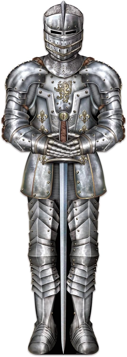 Beistle Suit of Armor Stand-Up, Life-Size Medieval Knight Cardboard Decoration, Perfect for Renaissance, Castle, Fantasy and Historical-Themed Parties, 6' 4