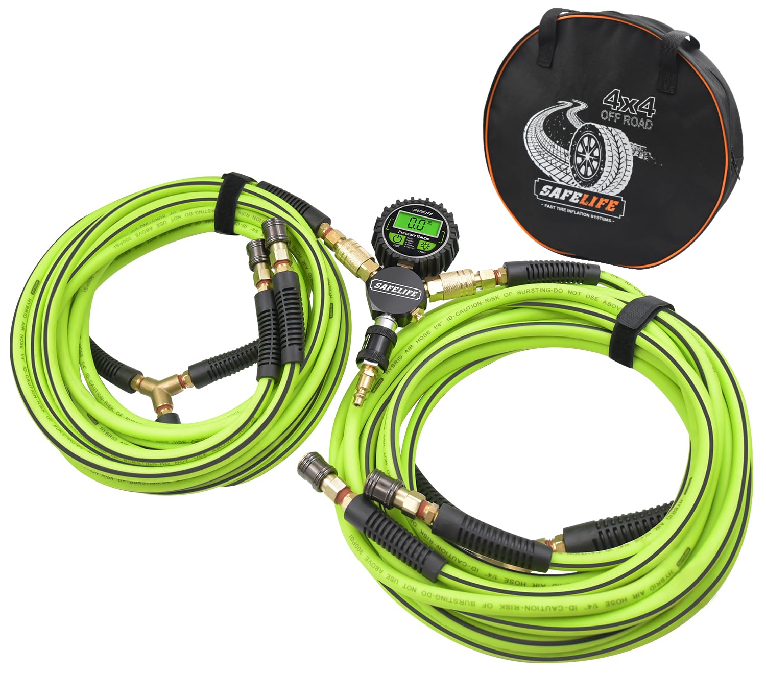 SAFELIFE 4-Tire Inflation/Deflation System - Rapid 4 Tire Air Up/Down, Fits Up to 155