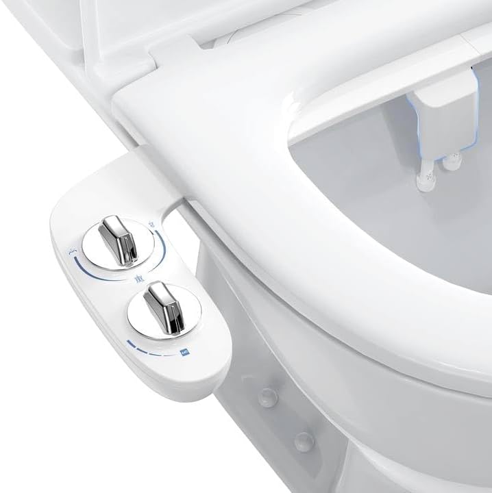 Bidet Toilet Seat Attachment,Self-Cleaning, Dual Nozzle (Frontal & Rear Wash), Non-Electric Self-Cleaning Toilet Bidet, Fresh Cold Water Sprayer Bidets for Existing Toilets with Adjustable Pressure Co