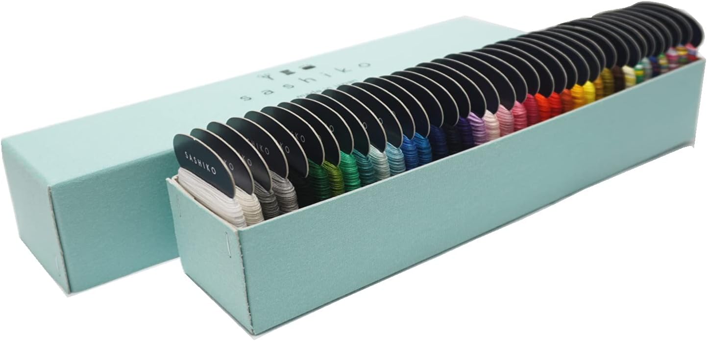 DARUMA Sashiko Thread 100% Cotton Card Type (43.7 yd) x 37 Colors with English Manual and Gift Box, Sewing & Embroidery Value Set (Thin, 37 Colors)