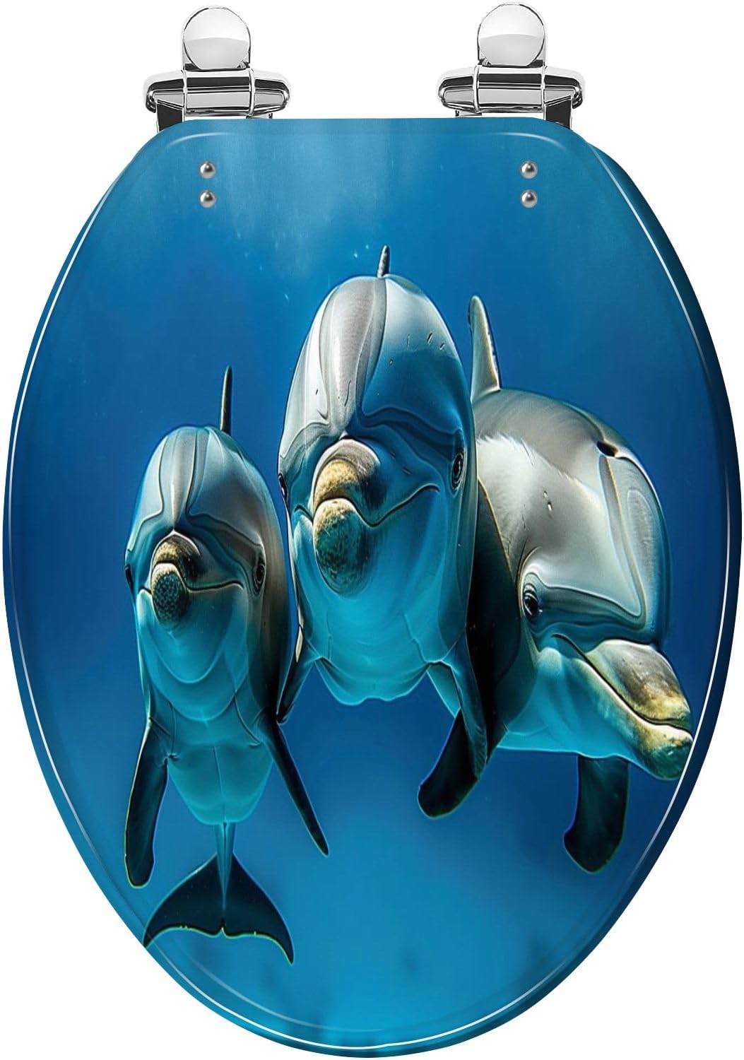 Elongated Toilet Seat Manatee Portrait Art Resin Toilet Seat Easy to Install Quietly Close Quick Release Hinges Decorative Toilet Seat with Cover
