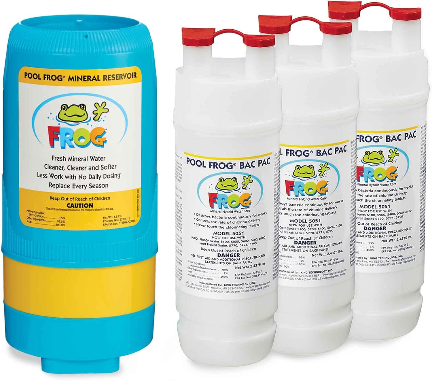 Pool FROG Model 5400 Mineral Reservoir + 3 Chlorine Bac Pacs, Mineral and Chlorine Replacement Cartridges for Pool FROG Model 5400