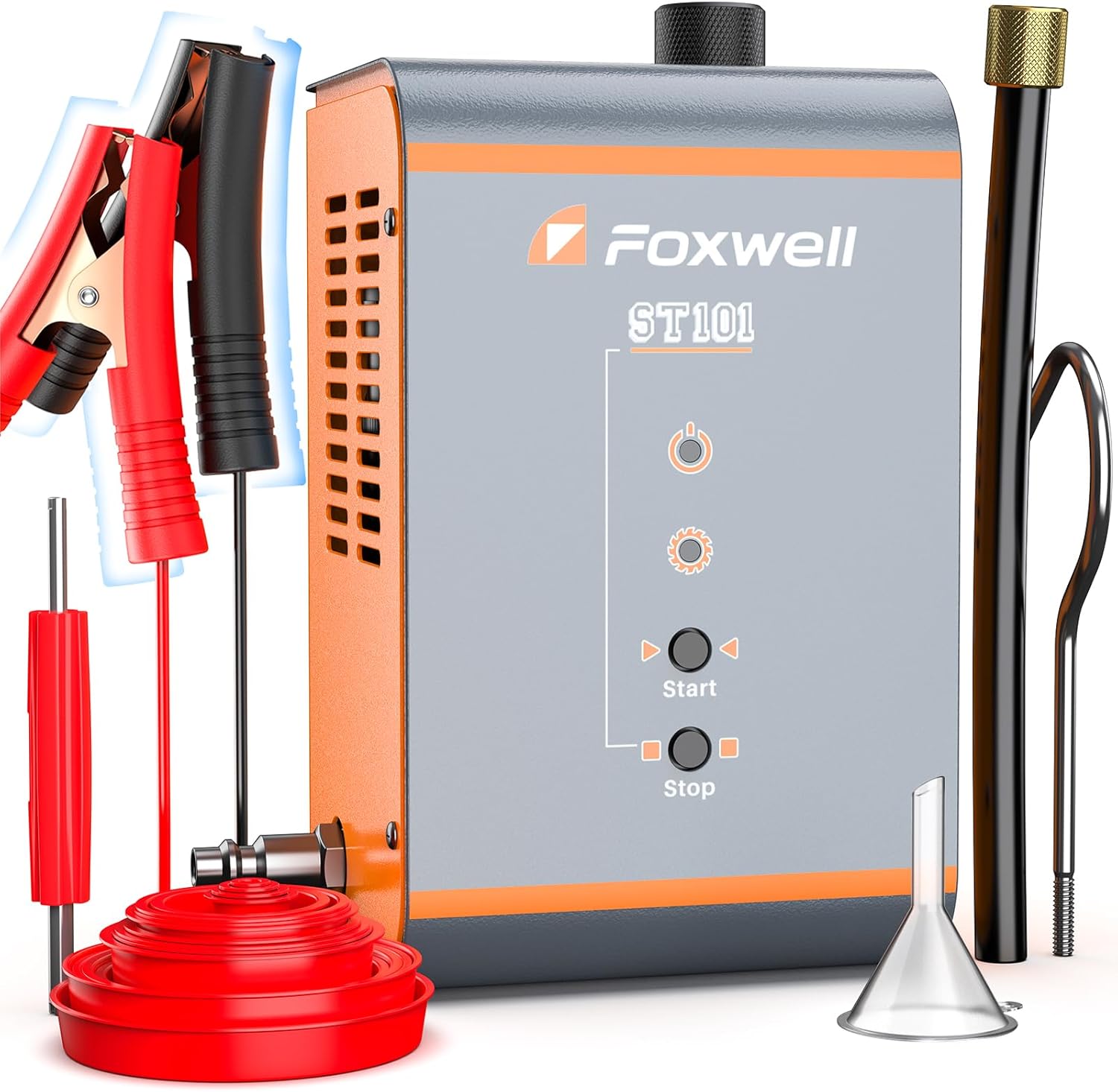 FOXWELL ST201 Automotive Smoke Machine Leak Detector with Built-in Air Pump, 0.8-1.2 Bar High Pressure Emission Vacuum Fuel Exhaust EVAP Smoke Machine Leakage Detection, Auto Smoke Tester for Cars