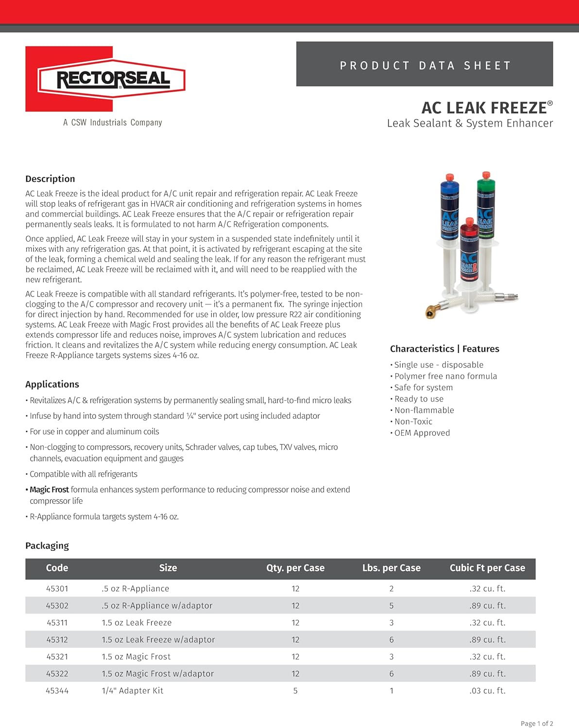 RectorSeal AC Leak Freeze Magic Frost with 1/4