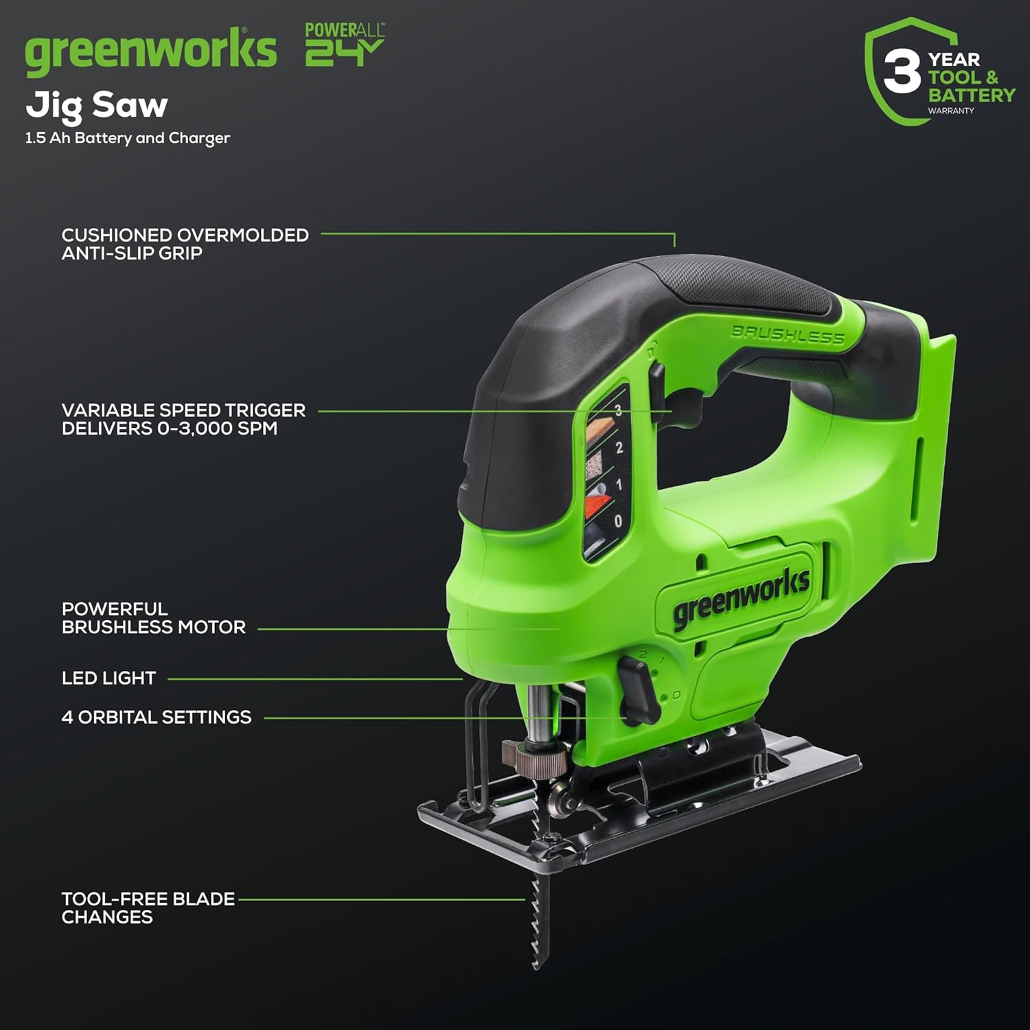 Greenworks 24V Brushless Cordless 1