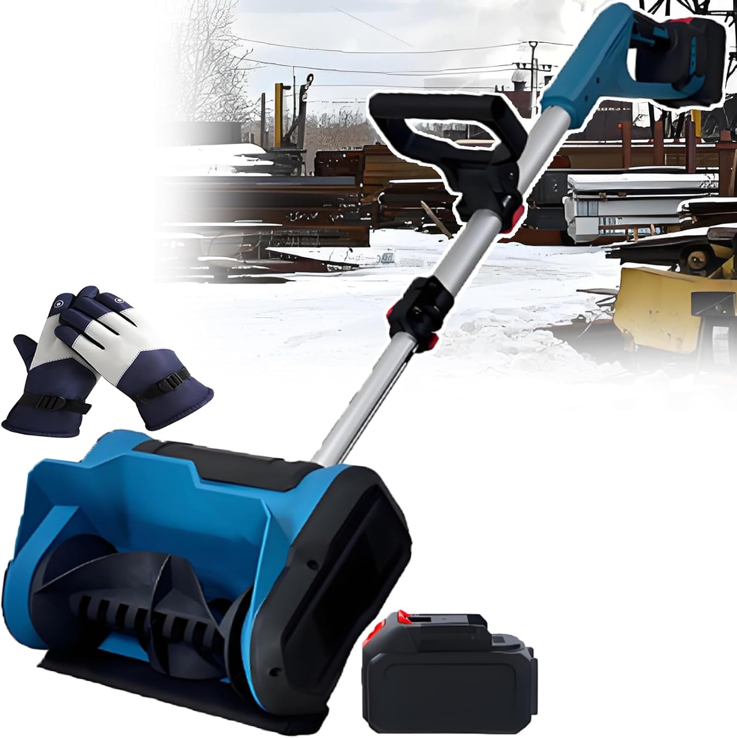 Upgraded Cordless Snow Shovel Blower 600w Brushless 3000rpm Electric Snow Sweeper 6m Range Lightweight One Hand Design for Stairs Patios Tight Spaces 2batteries ()