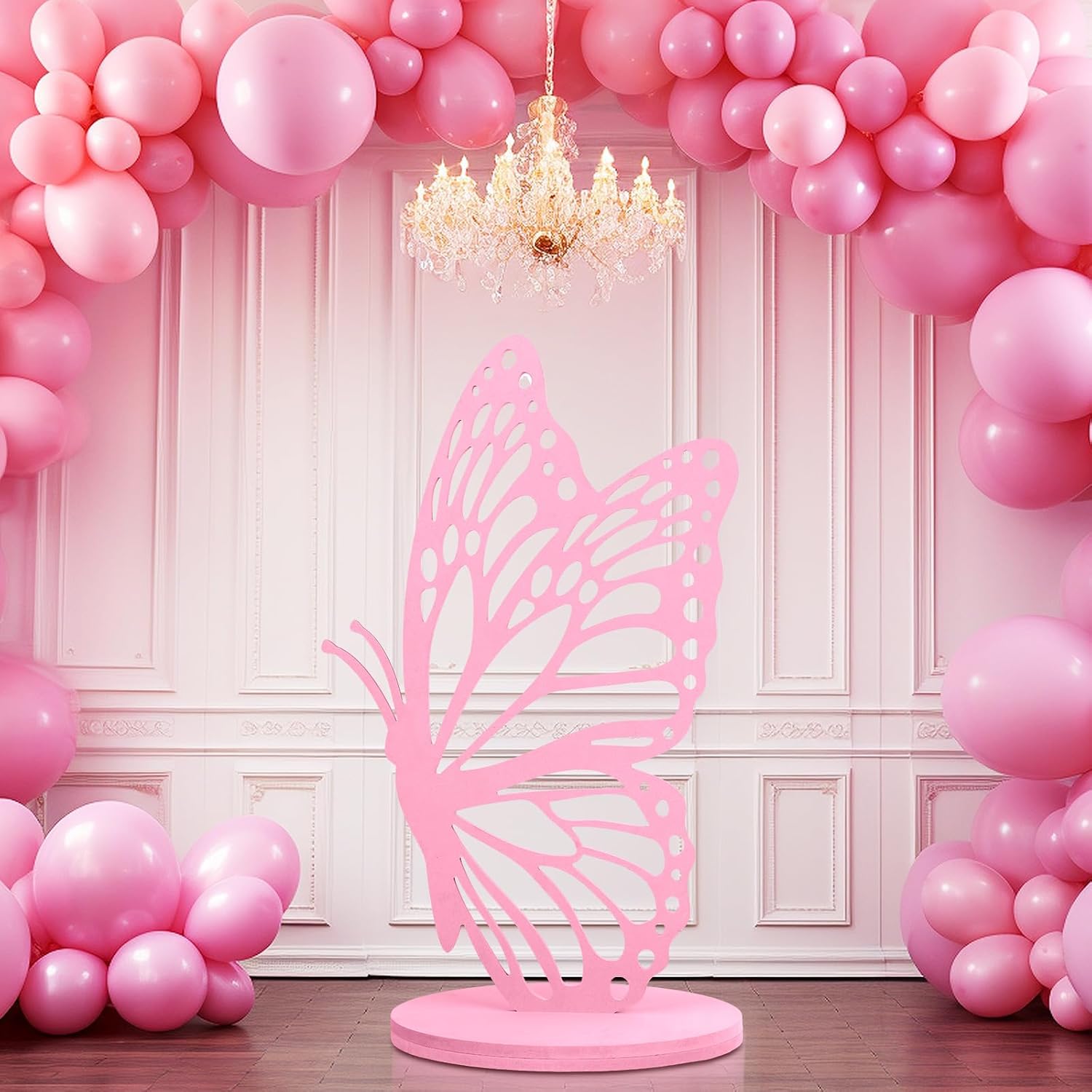 3ft Wood Butterfly Prop Large Butterfly Wings Cutout Standing Backdrop Princess Prop Decoration for Baby Shower Birthday Party(Wood)