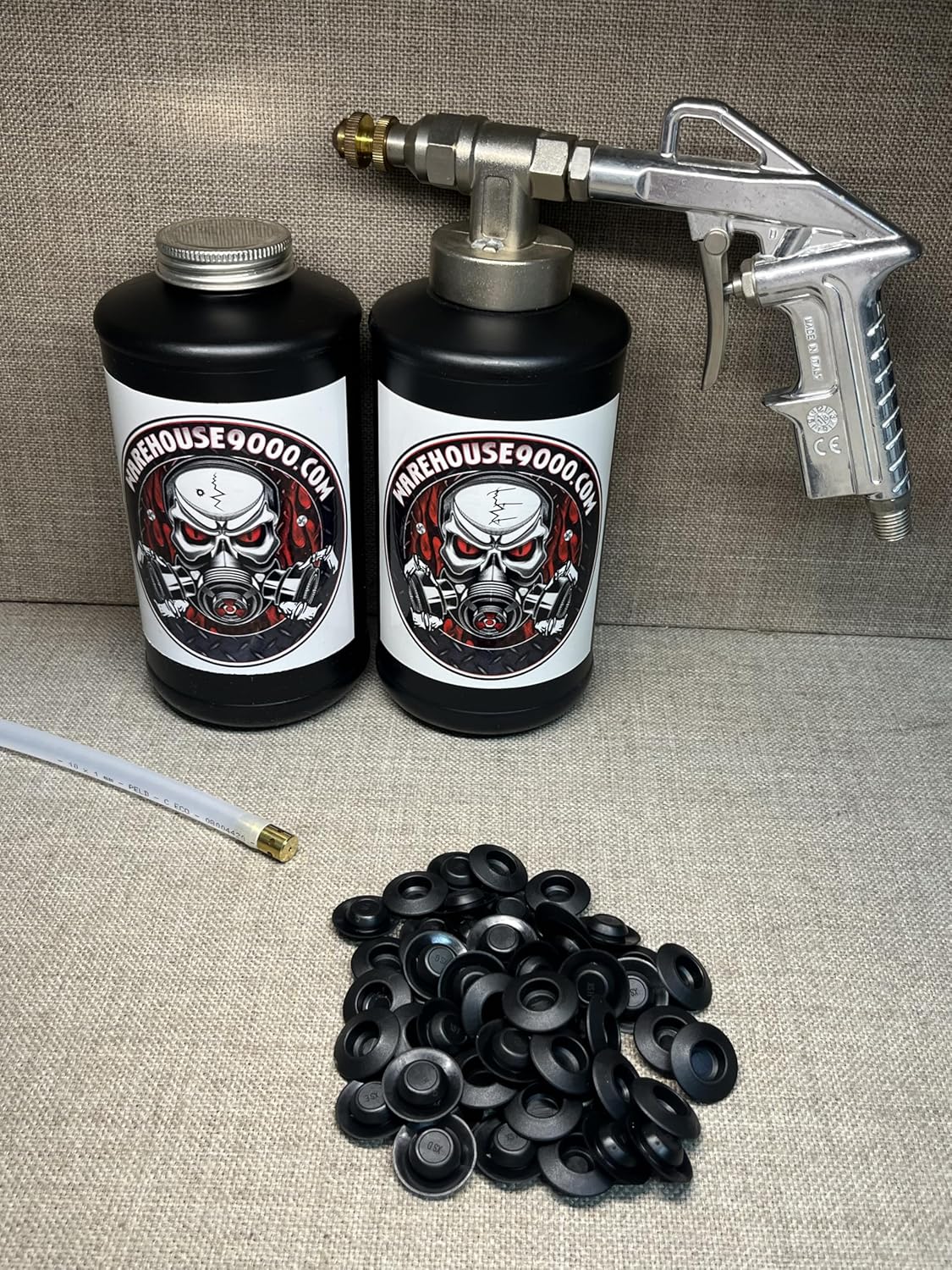 Pro Undercoating Gun, 1-360* Wand, 2 Quart Bottles, 50 Rust Plugs