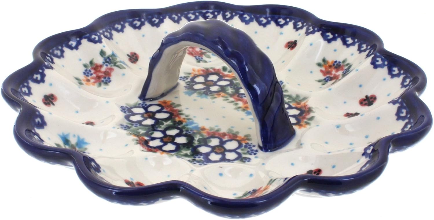 Blue Rose Polish Pottery Scarlett Egg Plate
