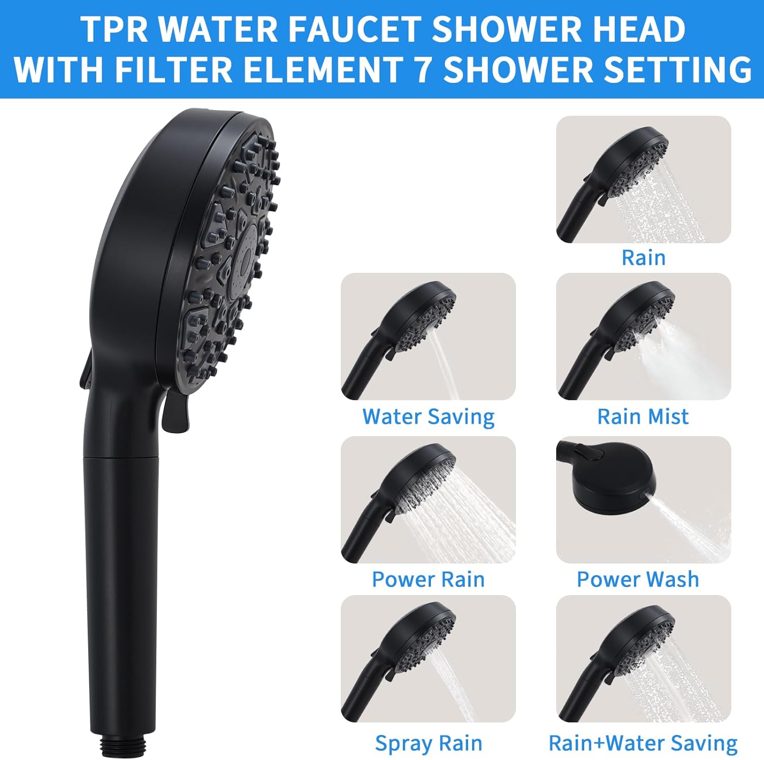 Garvee Dual Shower Head for Couples with Handheld, Tandem Shower System Featuring 6-Spray Modes Handheld & 360° Adjustable Rainfall Showerhead, Easy Install for Two People Bathroom (Black)