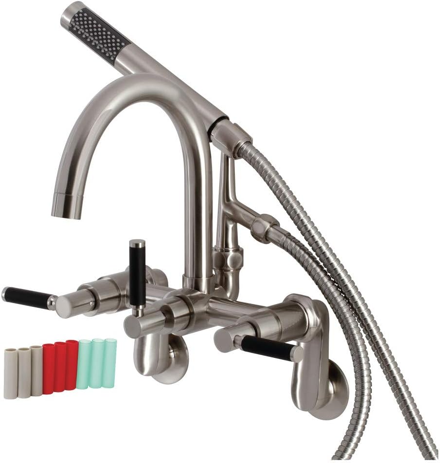 Aqua Vintage AE8158DKL Kaiser 7-Inch Adjustable Wall Mount Clawfoot Tub Faucet, Brushed Nickel