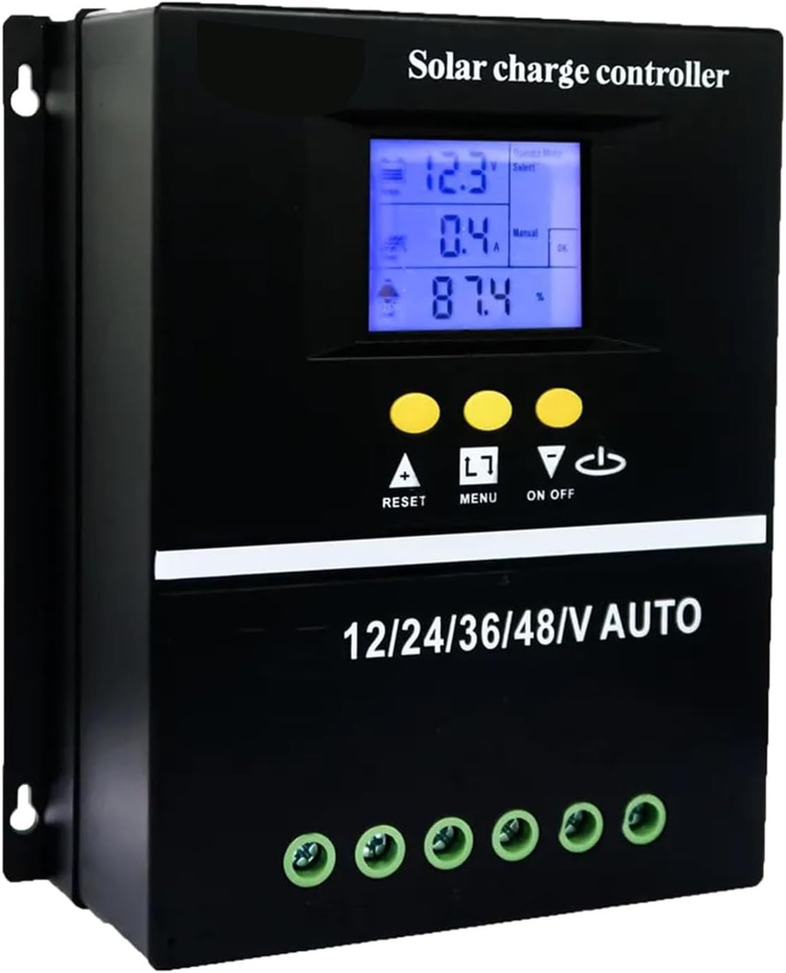 Intelligent Charge Controller, Solar Charge Controller with LCD Control Panel, High Conversion Efficiency and Multiple Load Modes, Efficient Heat Dissipation, for Solar Street Lights, RVs, Roofs