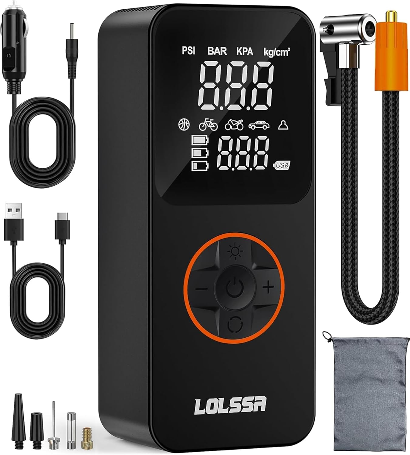 Tire Inflator Portable Air Compressor 150PSI Air Pump for Car Tires-Cordless Tire Pump with Pressure Gauge, Cigarette Lighter Plug for Motorcycle, Bike, Ball, Dual-Use Type.