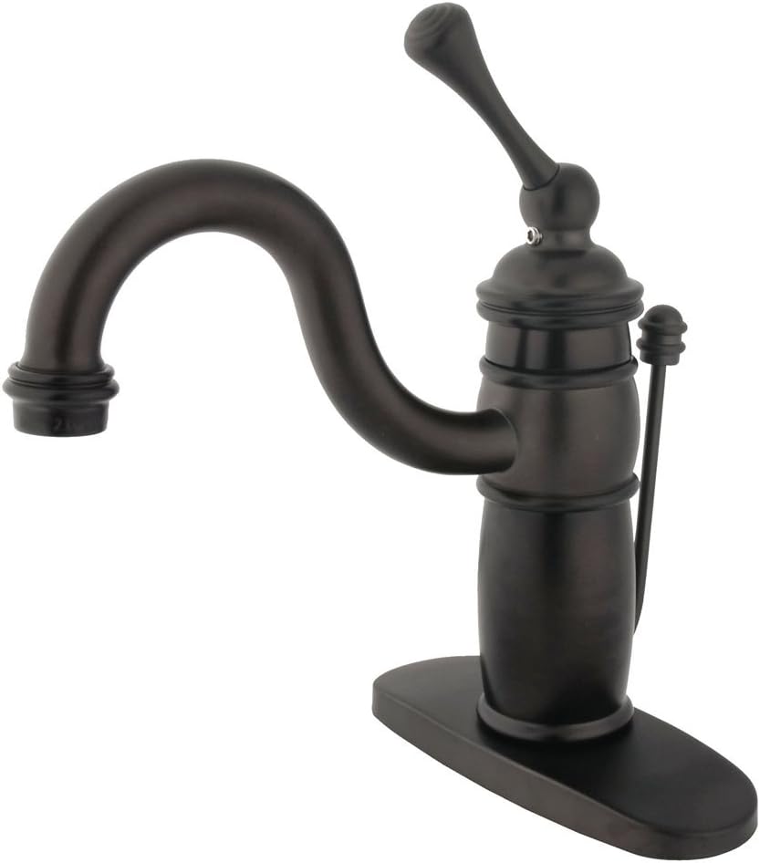 Elements of Design Hot Springs EB1405BL Single Handle Mono Deck Lavatory Faucet with Retail Pop-Up and Optional Deck Plate, Oil Rubbed Bronze