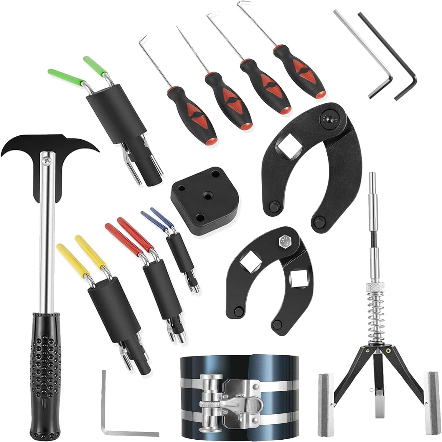 Hydraulic Cylinder Repair Tool Hydraulic Seal Installation Tool 7463 1266 Adjustable Gland Nut Wrench Kit U-Cup Rod Seal Installation Tool for Skid Steers, Loaders, Backhoes