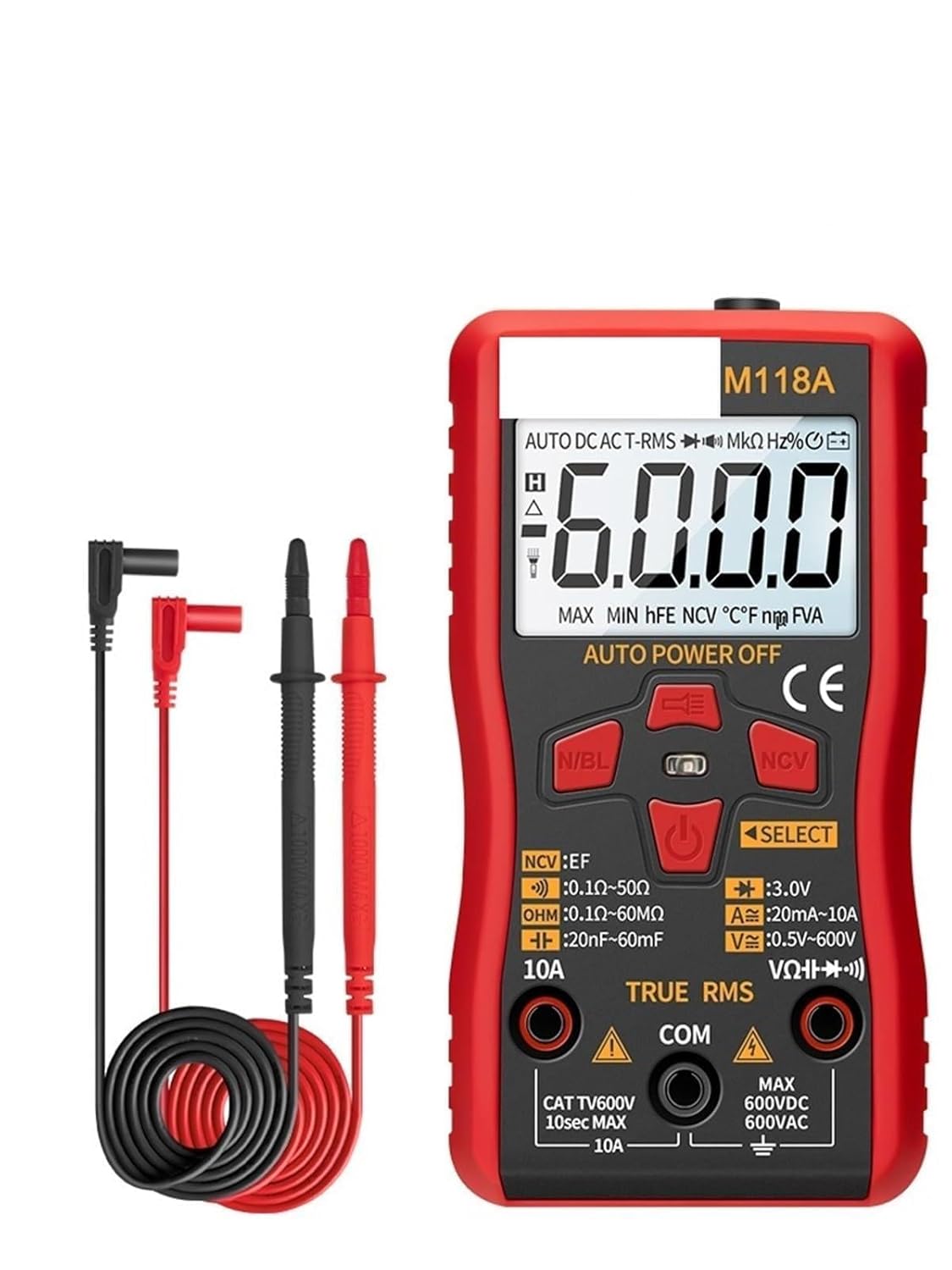 1pc M118A Mini Multimeter Digital Tester True Rms Auto Mmultimetro Tranistor Meter with NCV Data Hold Test Tools