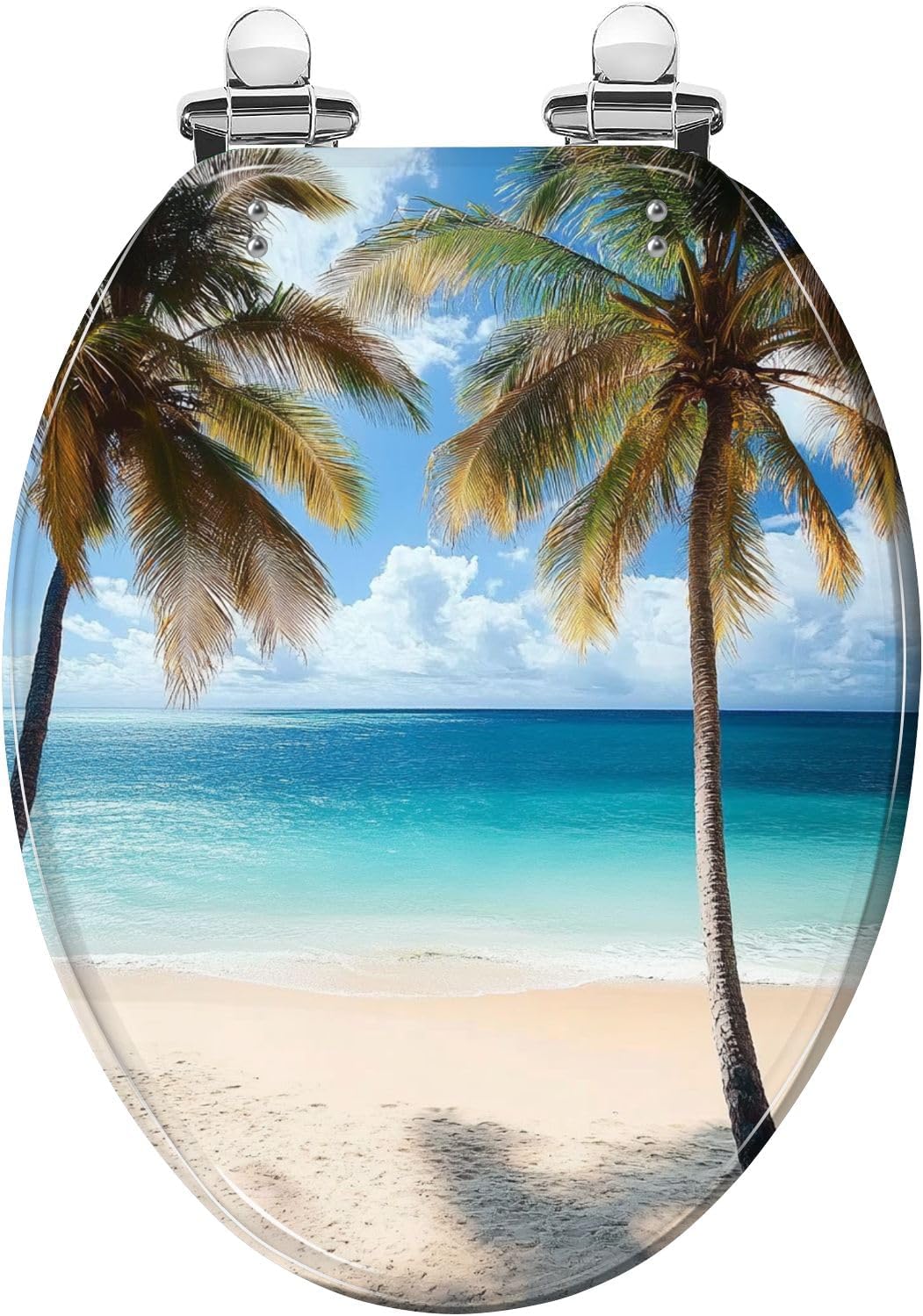 Round Toilet Seat Sunrise Portland Lighthouse New England Maine Resin Toilet Seat Slow Quiet Close Lid with Quick-Release Hinges Cover Bumpers Easy to Clean Install