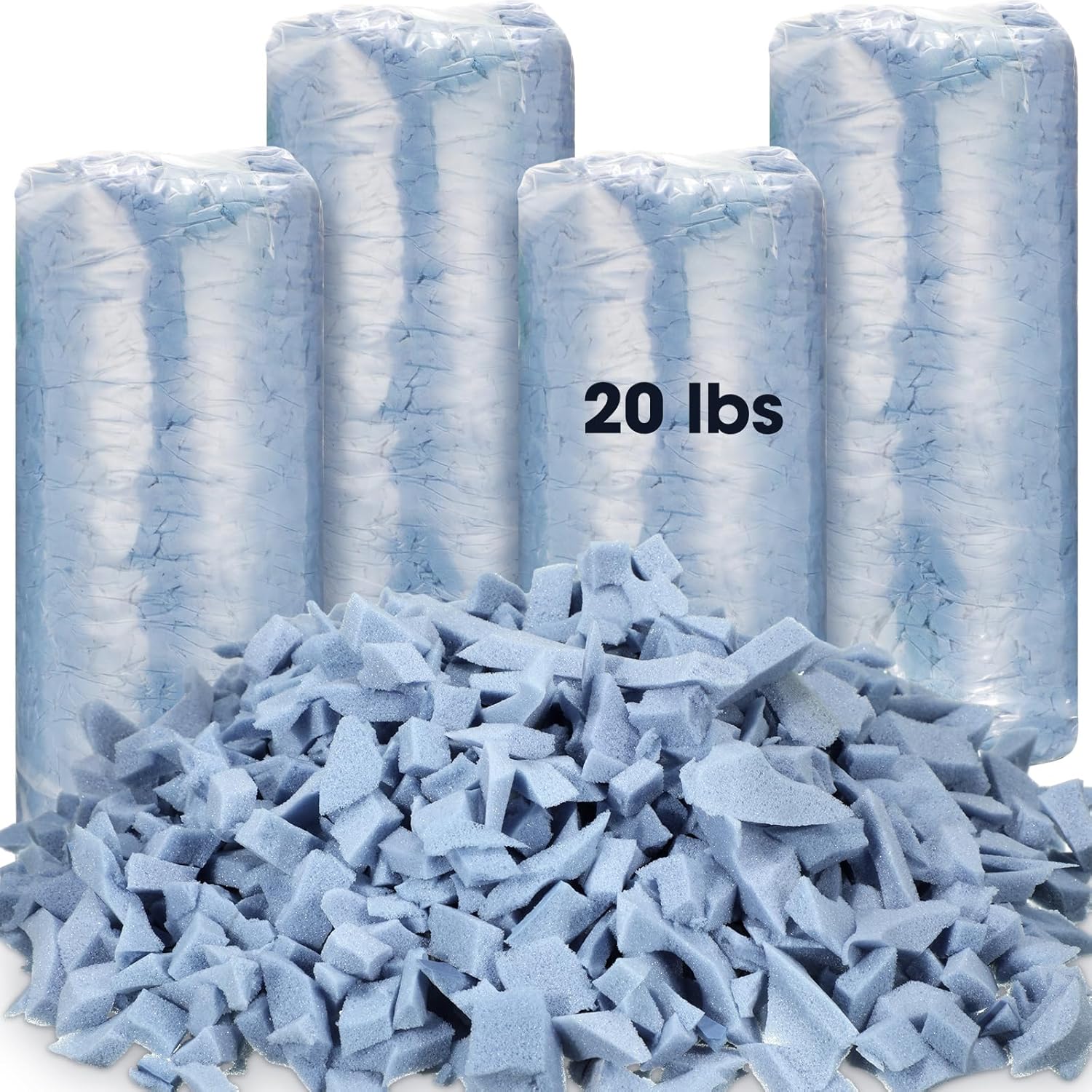 Frienda 4 Packs 20 Lbs Bean Bag Filler Bulk Shredded Memory Foam Filling Soft and Convenient Stuffing Foam for Pillow Couch Cushion Dog Bed Chair Stuffed Animals Arts Crafts