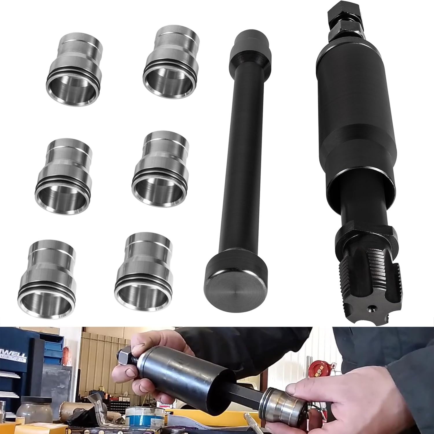 Yoursme for C7 Injector Sleeve Cup Removal Installation Tool with Parts Kit Fit for Caterpillar Cat 3126B C7 C9 with Style HUEI injectors
