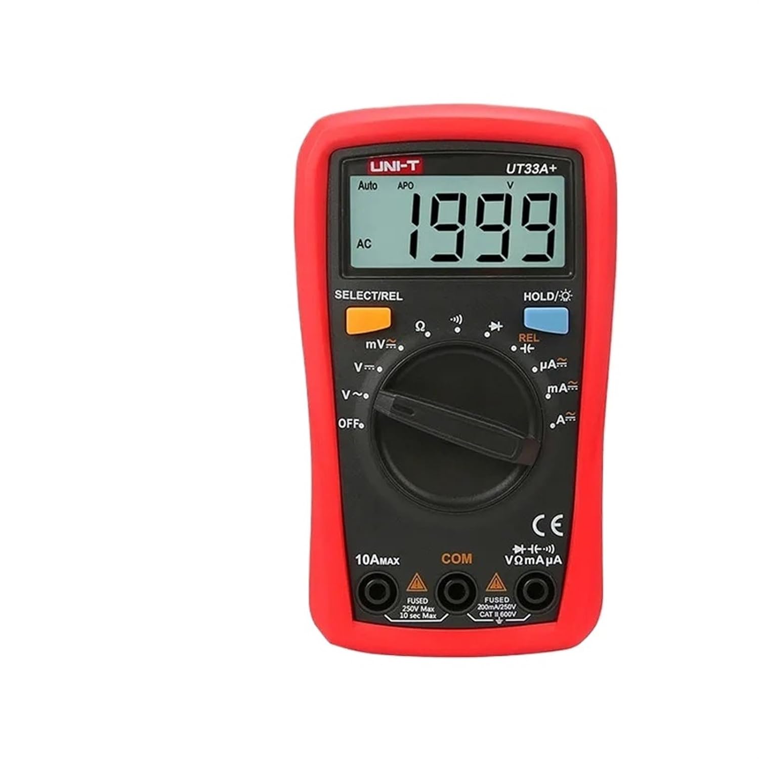 UT33A+ Digital Multimeter Auto Range 600V 10A AC Voltage Current Resistance +2mF Capacitance Tester Backlight Display