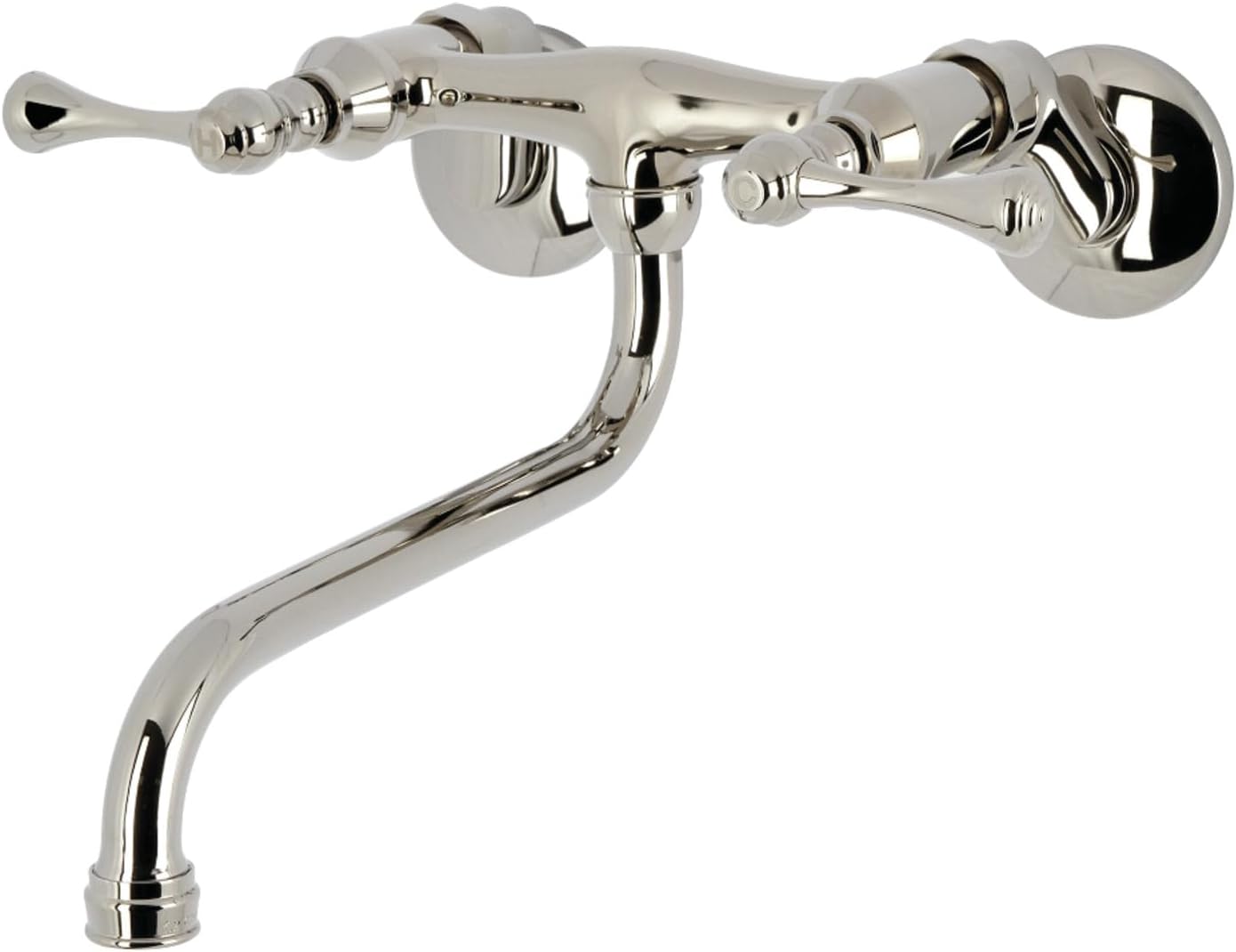 Kingston Brass KS315PN Kingston Wall Mount Bathroom Faucet, Polished Nickel