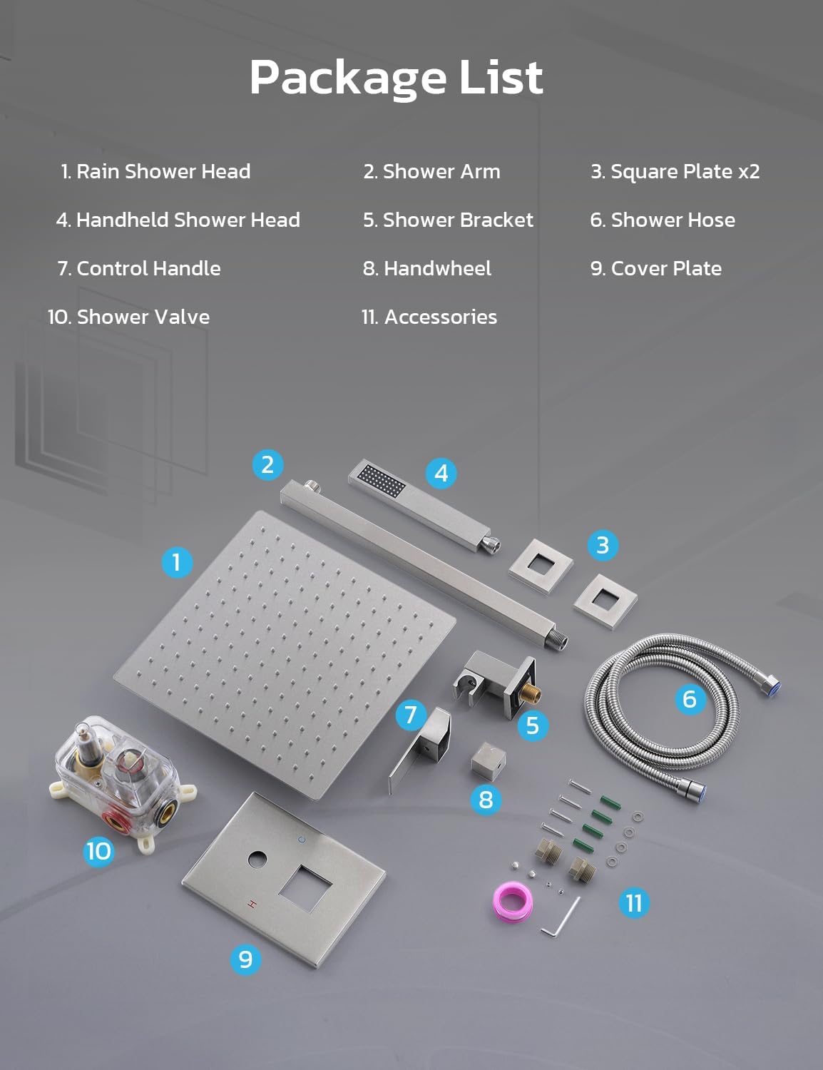 12 Inch Shower Faucet Set, High Pressure Shower Systems with Rain Shower and Handheld, Matte Black Shower Head and Handle Set, Angle Adjustable Wall Mounted Shower Valve Kit