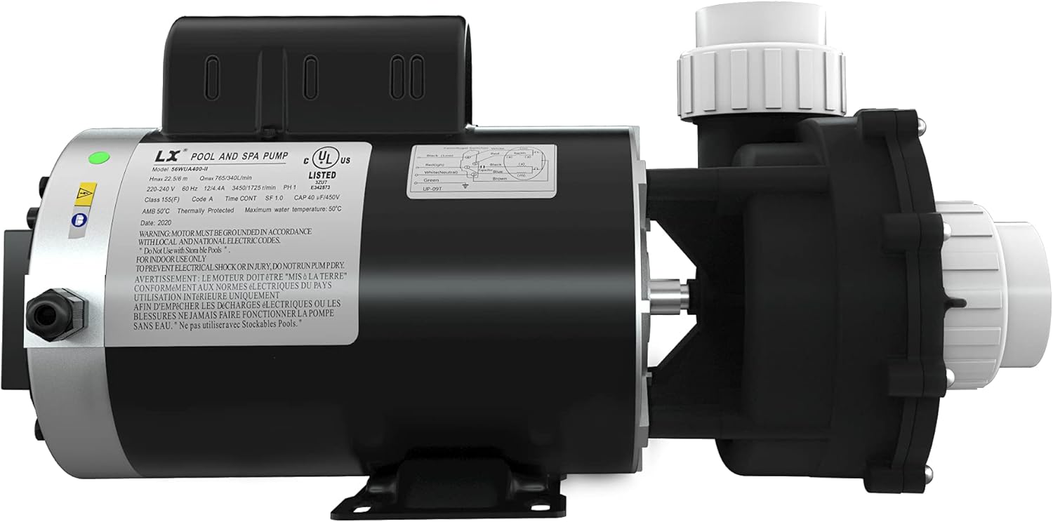KL Key Lander WUA400-II SPA PUMP, 4HP Hot Tub Pump, 2 Speeds LX Motor - (220-240V/60Hz); 2