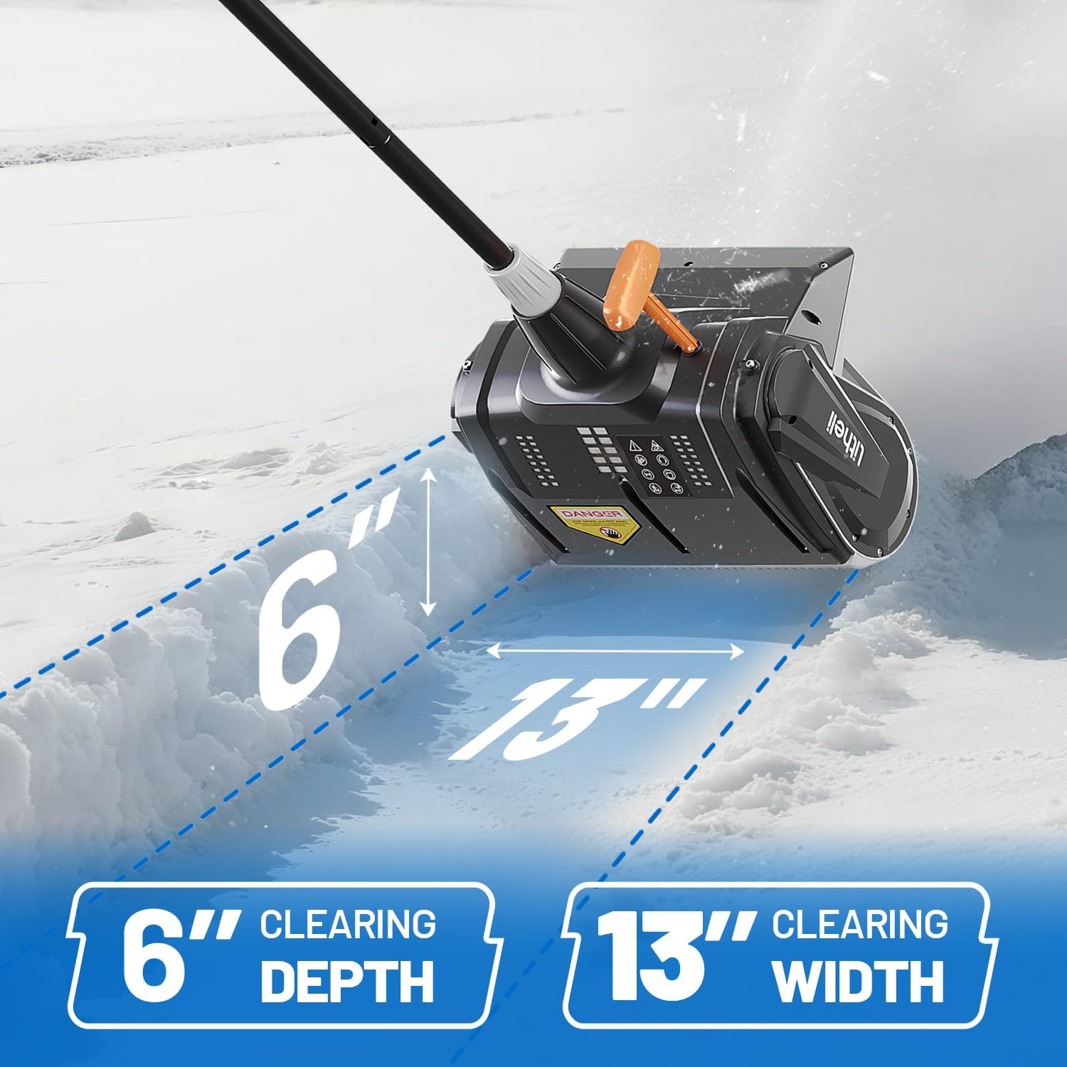 Litheli 40V Cordless Snow Shovel, 13'' Brushless Electric Snow Blower with 2X2.5 Ah Batteries Included, Lightweight Battery-Powered Snow Thrower for Driveway & Sidewalk